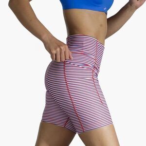 Brooks Running Shorts Size XS High Waist Striped with‎ Pockets Athletic
